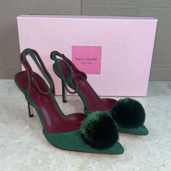 ♠️kate spade Amour Pom Pumps, Arugula Green NIB - Picture 8 of 15